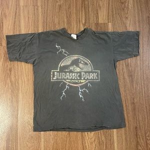 Vintage Tag Trademark Jurassic Park Lightning Shirt Faded Large Slim